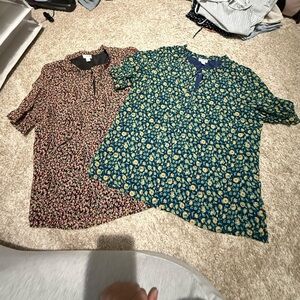 *TWO BLOUSES* J. Crew Black and Pink Floral Blouse